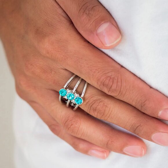 paparazzi Jewelry - Paparazzi Jewelry Accessories - Triple Crown Winner - Blue Ring - Vintage
